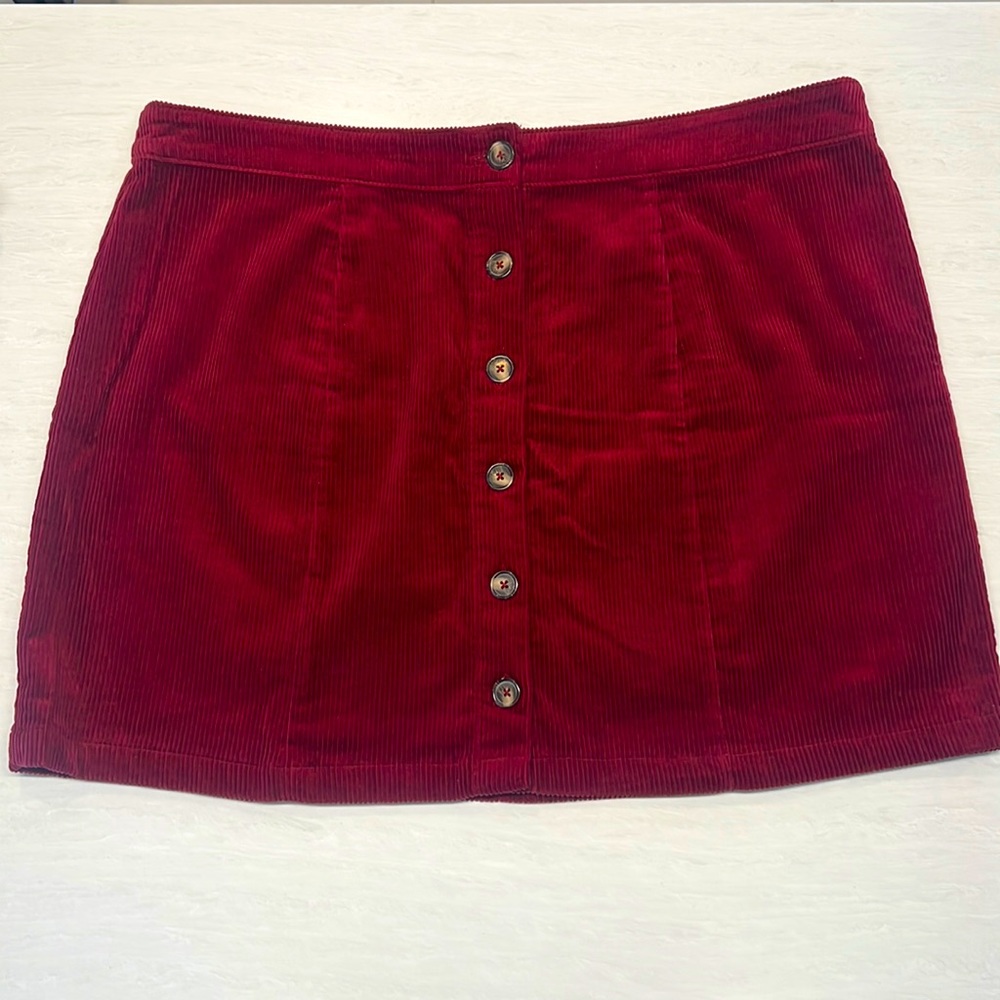 Forever 21 Wine Red Corduroy Mini Skirt - Size 3X